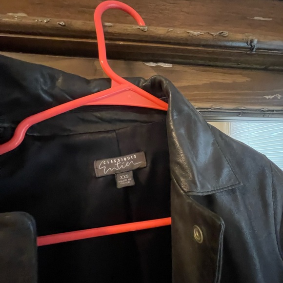 Y2K 90s classiques entier Black Genuine leather jacket xxs - Picture 7 of 8